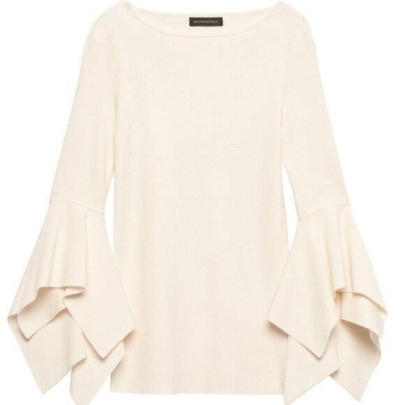 Banana Republic Handkerchief Sleeve Sweater in Cream Size XXS - Picture 3 of 6